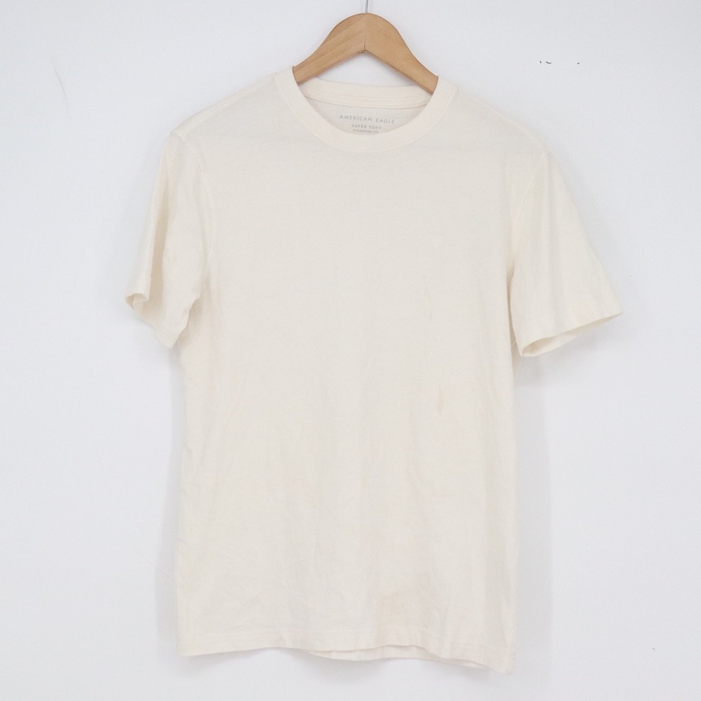 American Eagle T-Shirt Mens XS Super Soft Standard Fit Cream Solid Good